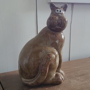 Earthy Brown Cat Sculpture Art